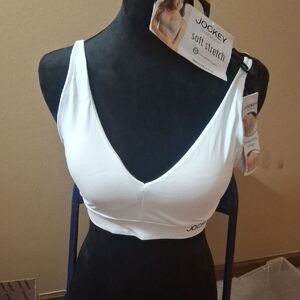 Jockey White Soft-Stretch V-Neck Bralette